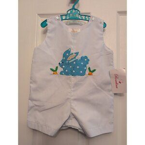 NWT Sir John Rosalina Embroidered Bunny Carrots Boys 9 Months Blue Easter